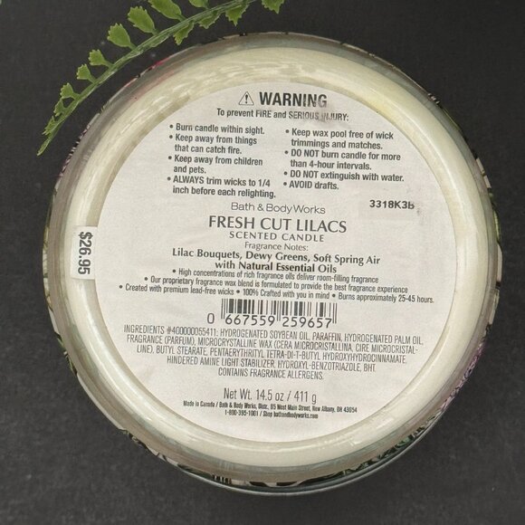 BBW Fresh Cut Lilacs Bath & Body Works 3 Wick Candle - Picture 10 of 10